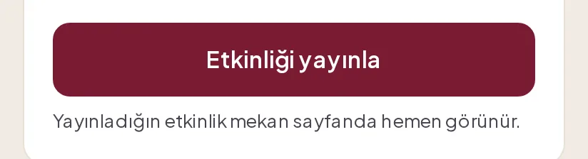 Etkinliği yayınla düğmesi